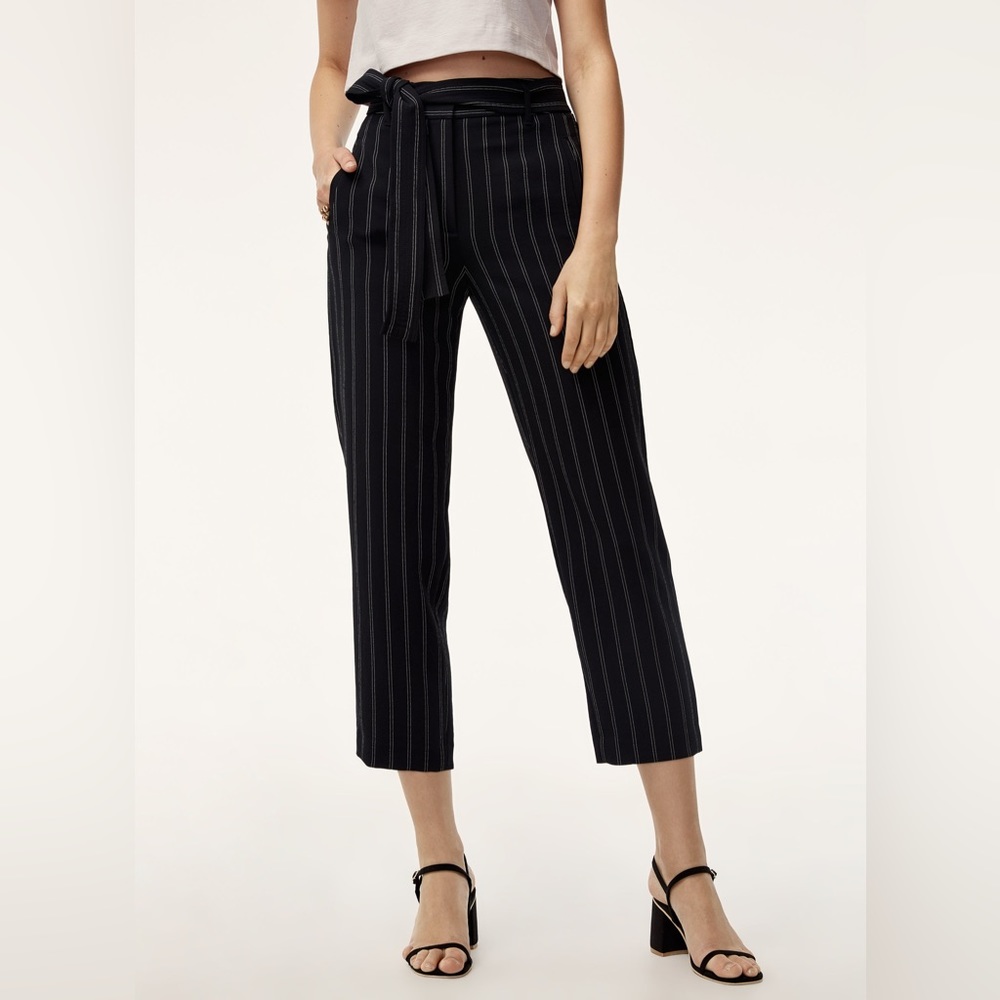 Aritzia Wilfred Pinstripe Jallade Tie-Front Pant (No belt)